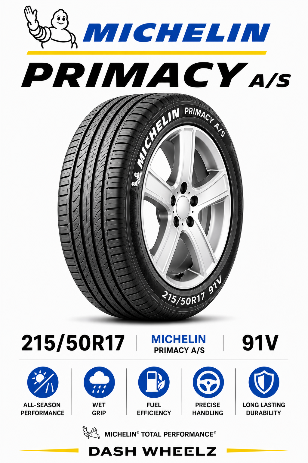215/50R17 MICHELIN PRIMACY A/S 91V