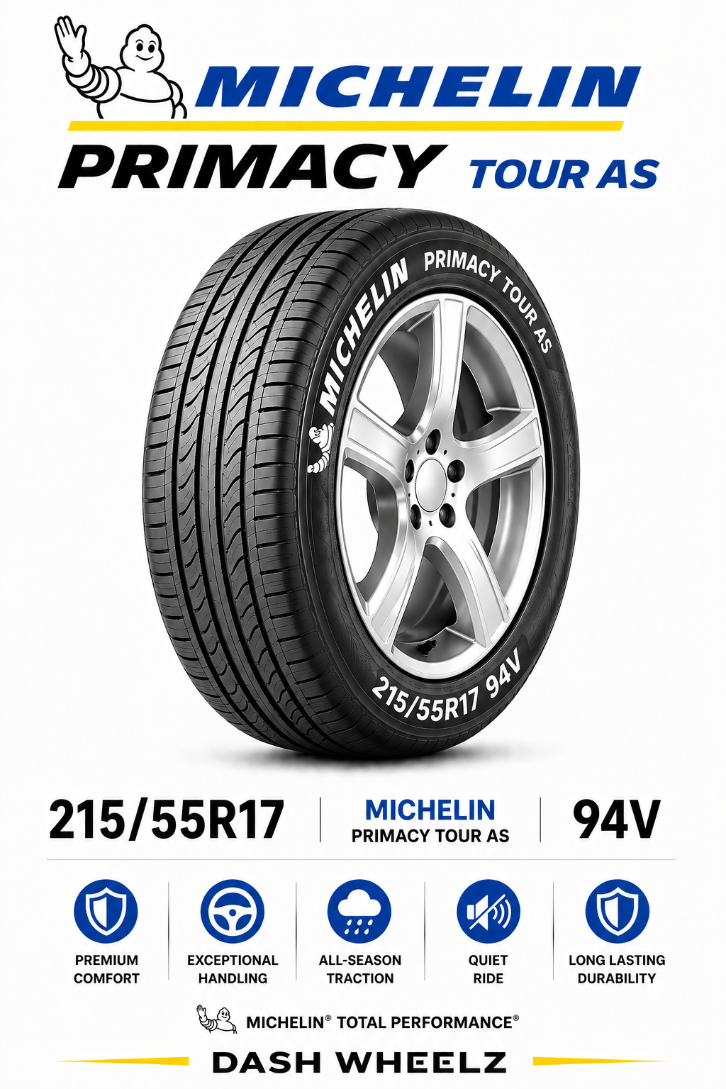 215/55R17 MICHELIN PRIMACY TOUR AS 94V