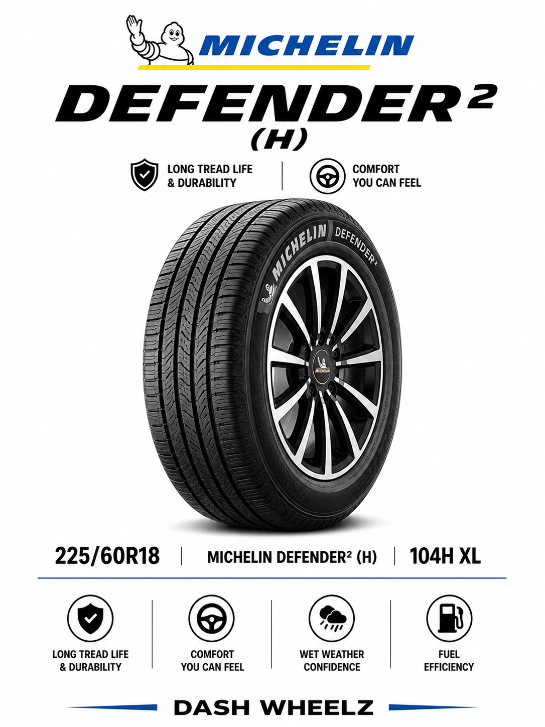 225/60R18 MICHELIN DEFENDER2 (H) 104H XL