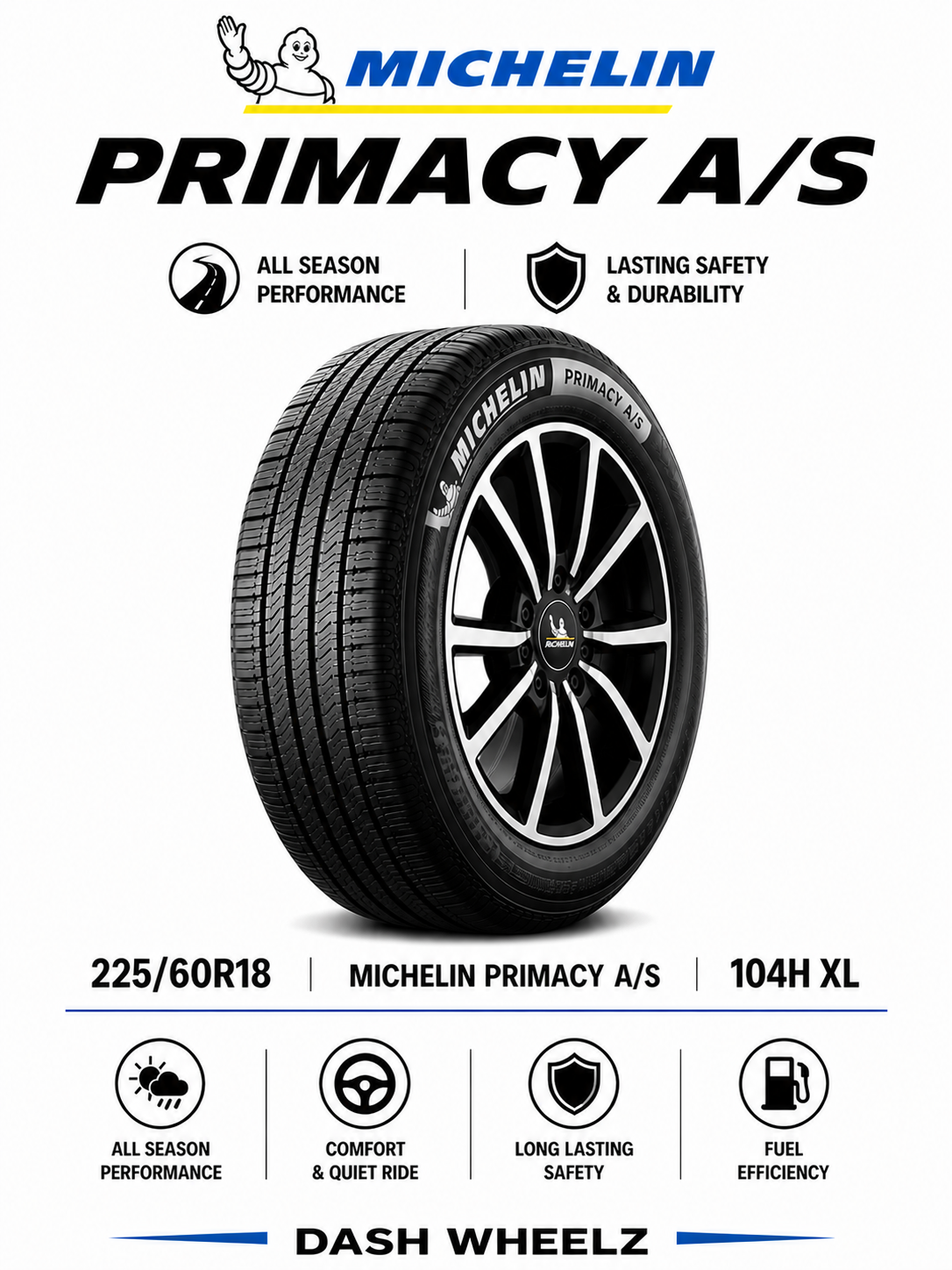 225/60R18 MICHELIN PRIMACY A/S 104H XL