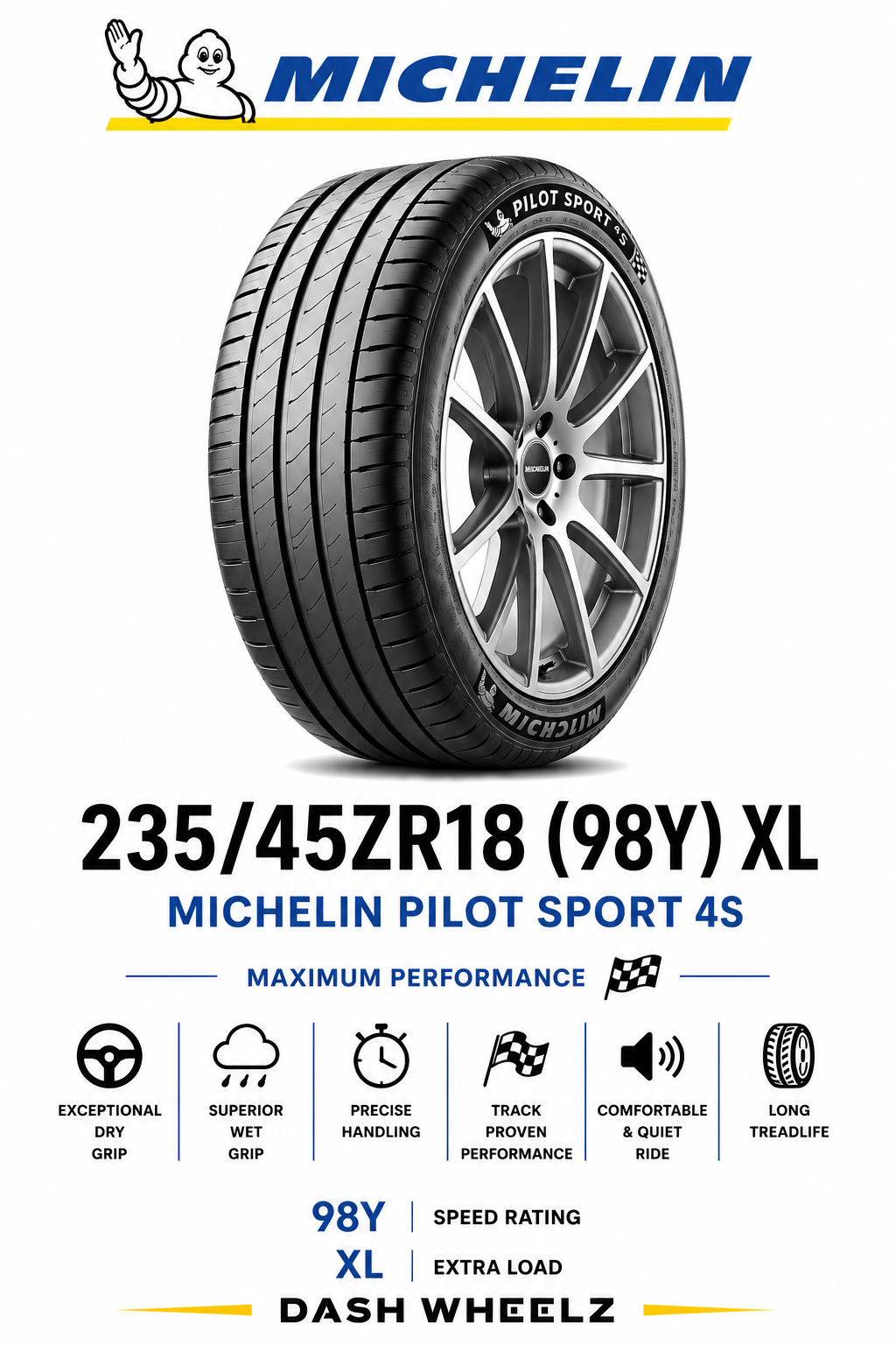 235/45ZR18 MICHELIN PILOT SPORT 4S (98Y) XL