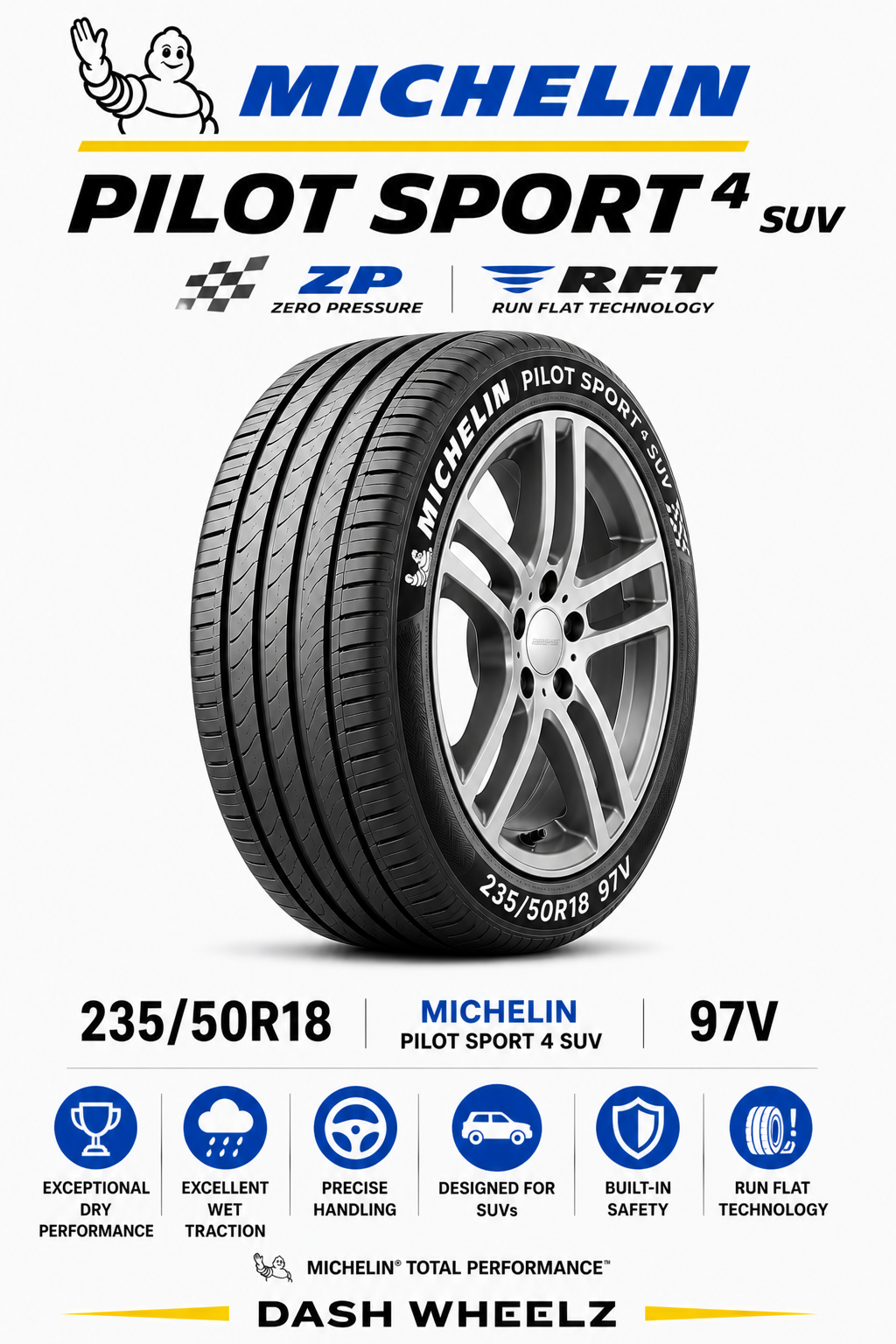 235/50R18 MICHELIN PILOT SPORT 4 SUV ZP RFT 97V