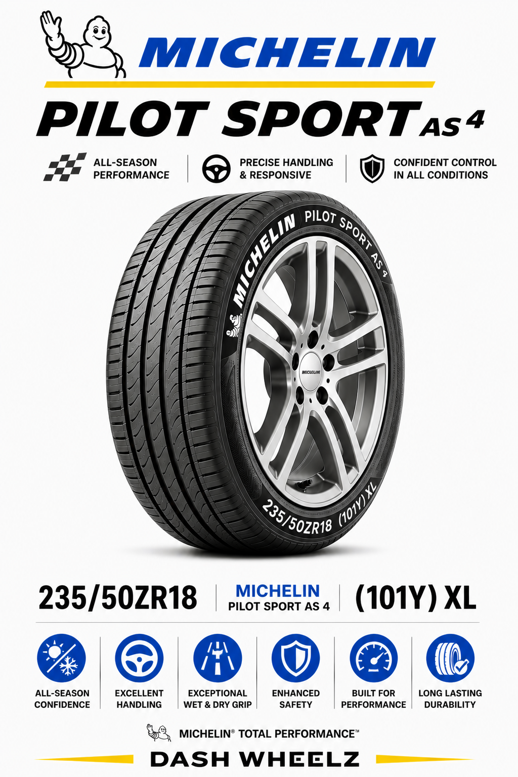 235/50ZR18 MICHELIN PILOT SPORT AS 4 101Y XL