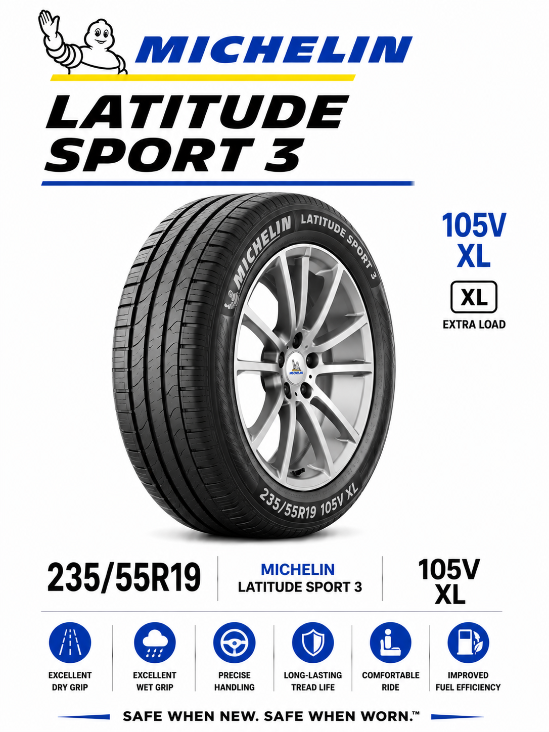 235/55R19 MICHELIN LATITUDE SPORT 3 105V XL