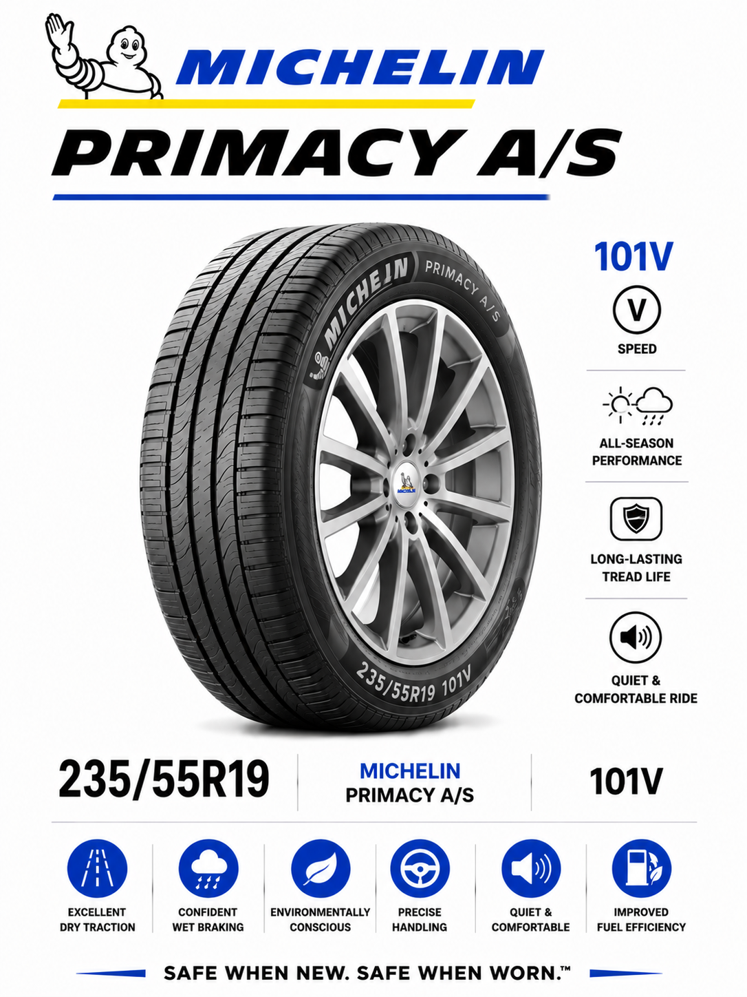 235/55R19 MICHELIN PRIMACY A/S 101V