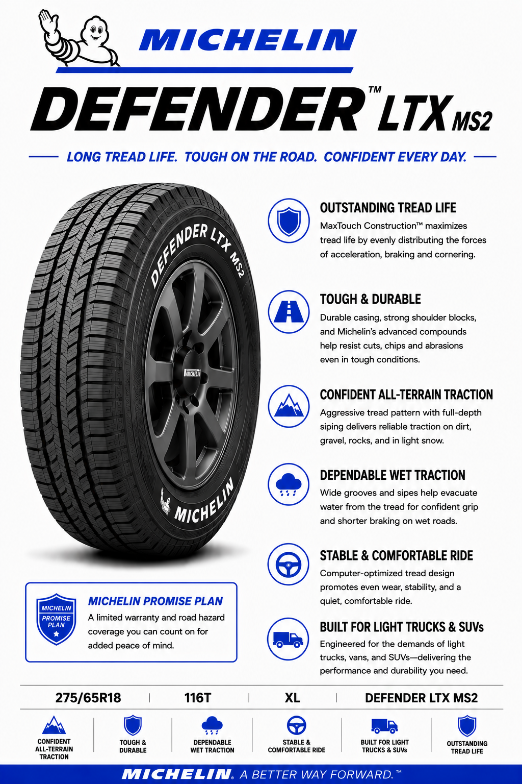 275/65R18 MICHELIN DEFENDER LTX MS2 116T XL